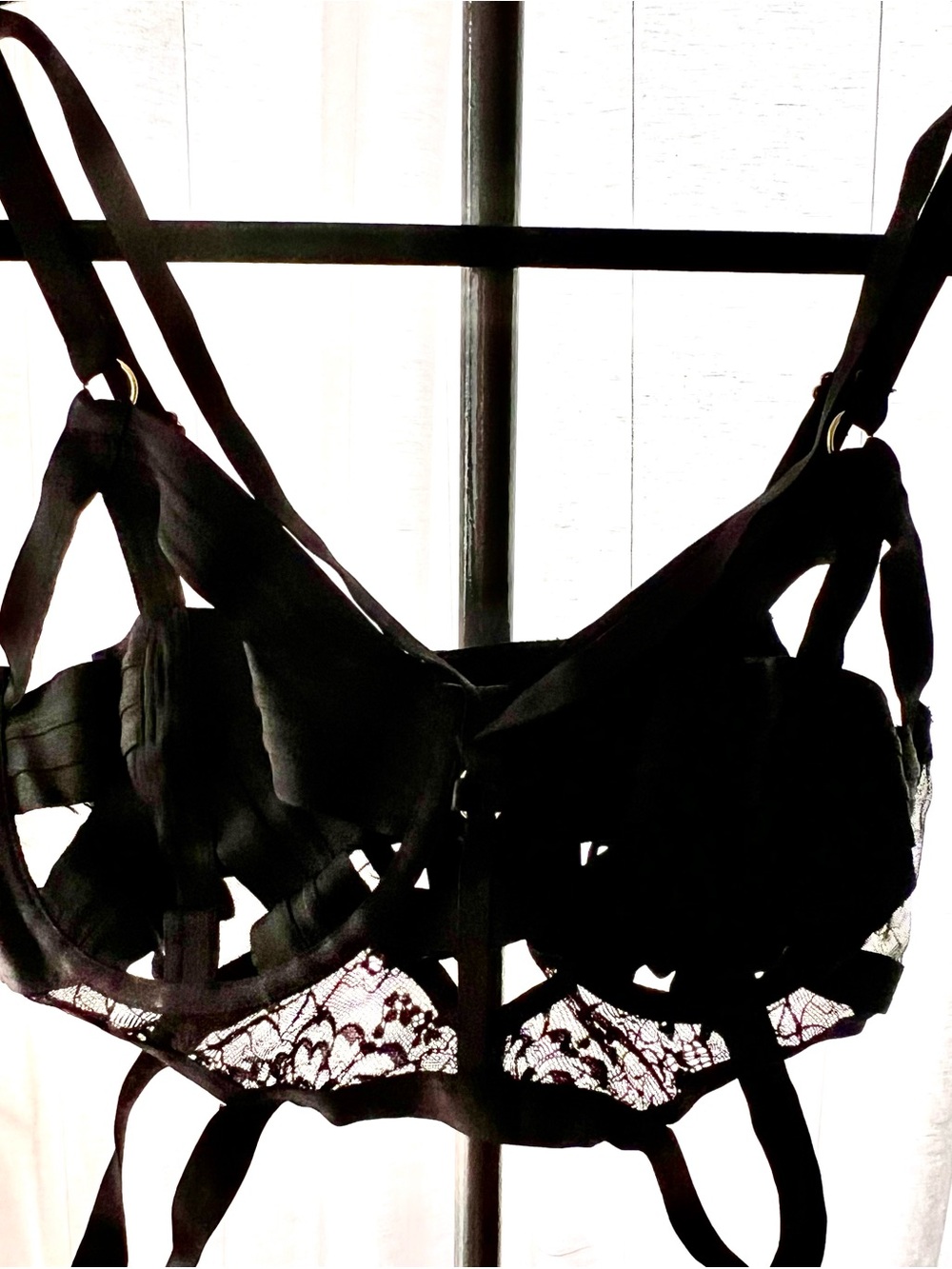 torrid Black Lace Underwire Bra with Strappy Accents